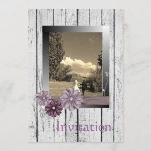 Invitación de casamiento de campo de madera blanca