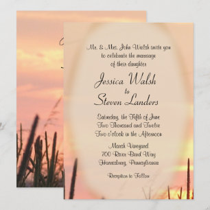 Invitación de casamiento de campo de puesta al sol