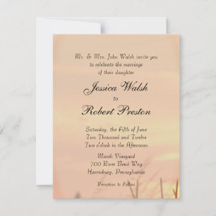 Invitación de casamiento de campo de puesta al sol
