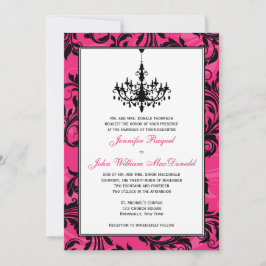Invitación de casamiento de candelabro blanco rosa