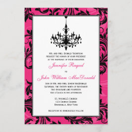 Invitación de casamiento de candelabro blanco rosa