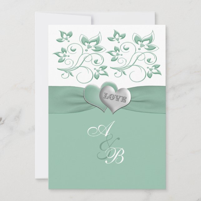 Invitación de casamiento de cinta blanca con flor  (Anverso)
