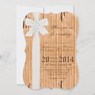 Invitación de casamiento de cinta blanca de cartón