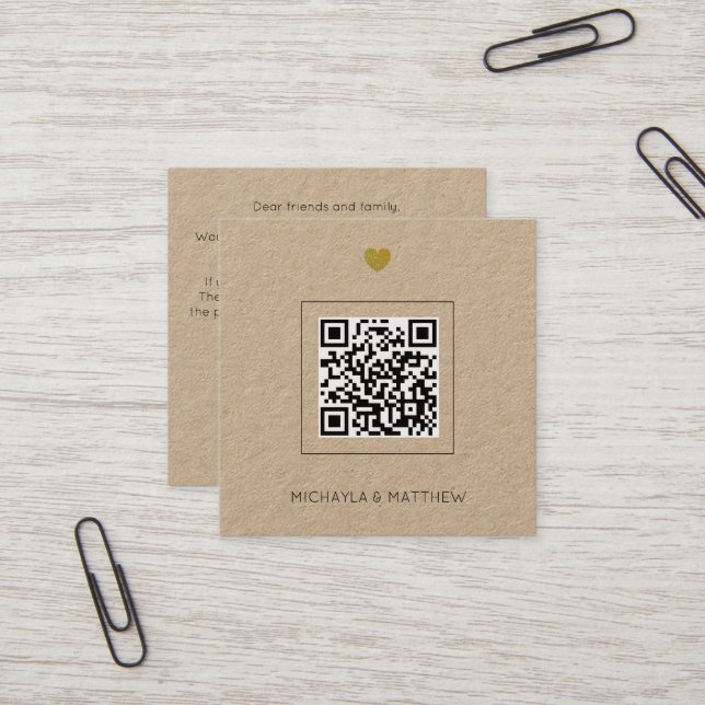 Invitación de casamiento de código QR de Kraft min (Anverso/Reverso In Situ)