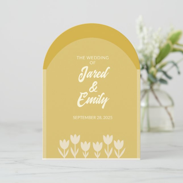 Invitación de casamiento de código QR estilo Arco (Anverso de pie)