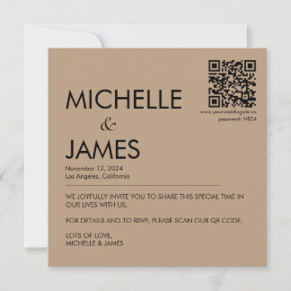 Invitación de casamiento de código QR minimalista