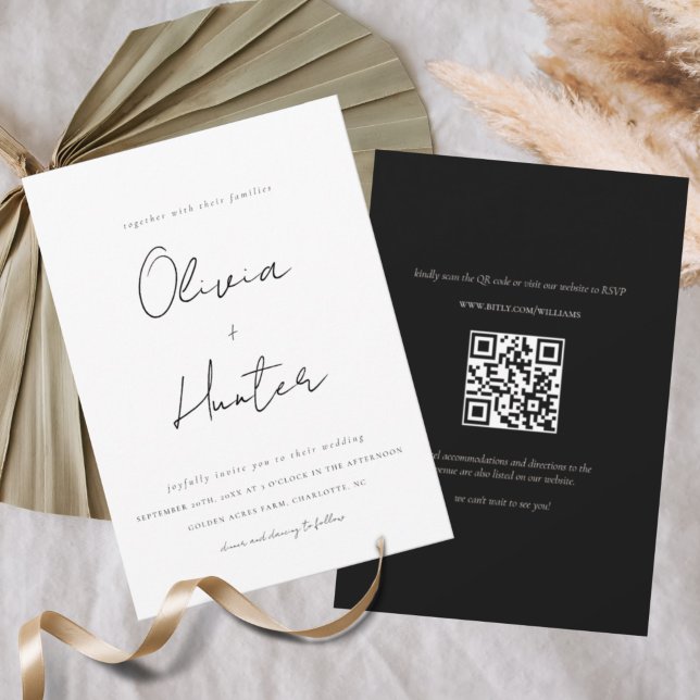 Invitación de casamiento de código QR minimalista (Subido por el creador)