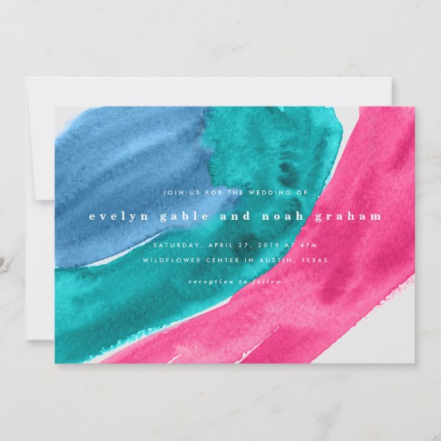 Invitación de casamiento de color agua caliente ro (Anverso)