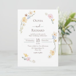 Invitación de casamiento de color blanco floral