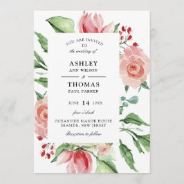 Invitación de casamiento de color crema Rosa moder