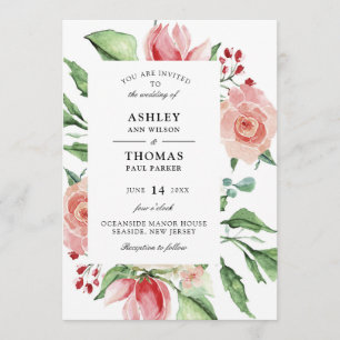 Invitación de casamiento de color crema Rosa moder