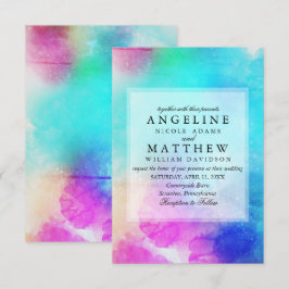 Invitación de casamiento de color de hoja rosa mod