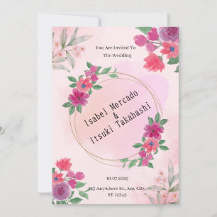 Invitación de casamiento de color rosa