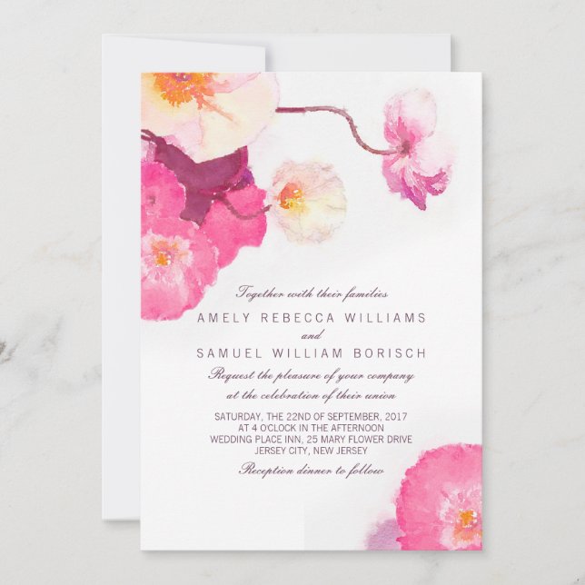 Invitación de casamiento de color rosa de los lapa (Anverso)