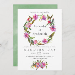 Invitación de casamiento de color rosa de vintage 