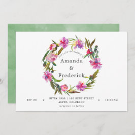 Invitación de casamiento de color rosa de vintage 