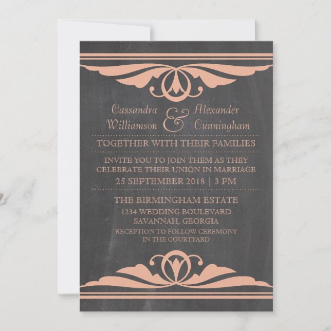 Invitación de casamiento de crokboard de decoro de (Anverso)