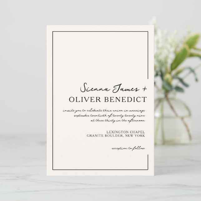 Invitación de casamiento de cuadros de guiones mín (Anverso de pie)