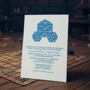 Invitación de casamiento de dados Blue D20