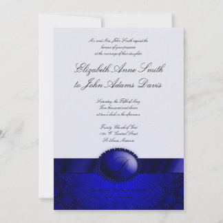 Invitación de casamiento de Damasco de cinta azul
