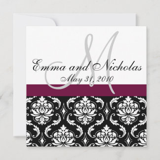 Invitación de casamiento de Damasco en monograma d