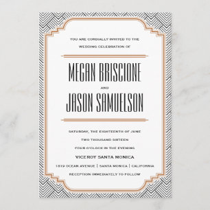 Invitación de casamiento de diamante negro y cobre