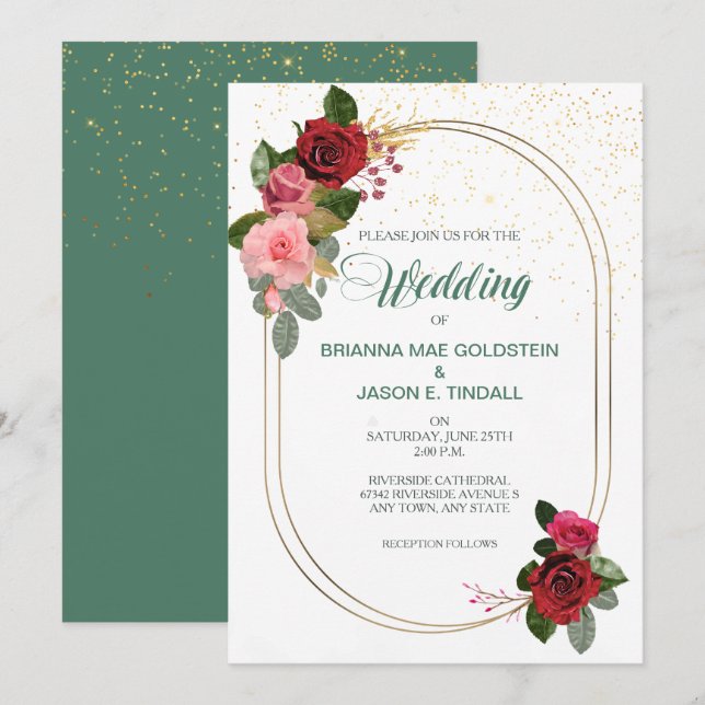 Invitación de casamiento de dos cuadros rosados ro (Anverso / Reverso)