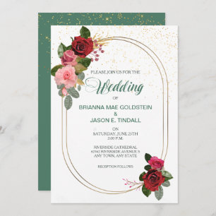 Invitación de casamiento de dos cuadros rosados ro
