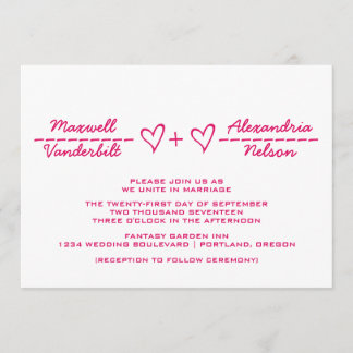 Invitación de casamiento de ecuación de corazón ro