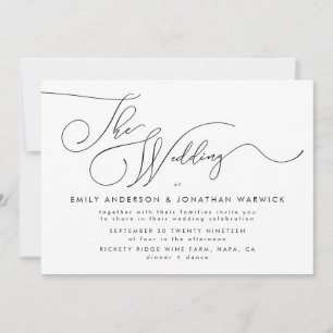 Invitación de casamiento de escritura caligráfica 