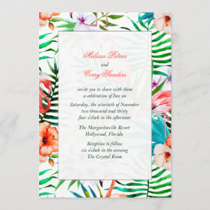 Invitación de casamiento de flamenco acuarela