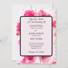 Invitación de casamiento de flor de color de agua