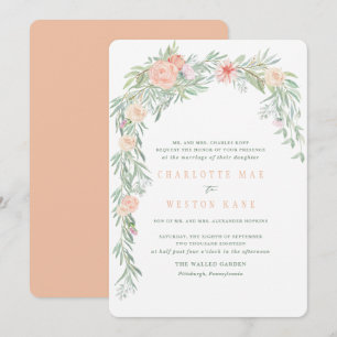 Invitación de casamiento de flor de color de agua 