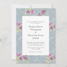 Invitación de casamiento de flor de color sage mod