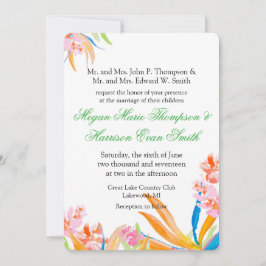 Invitación de casamiento de flor de color tropical