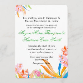 Invitación de casamiento de flor de color tropical