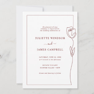 Invitación de casamiento de flor Rosa de dibujo de