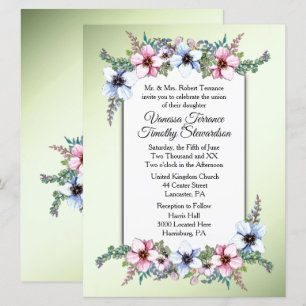 Invitación de casamiento de flores de color brilla