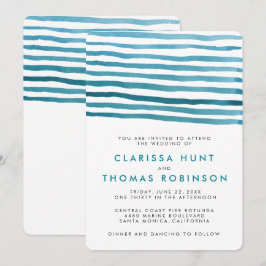 Invitación de casamiento de franjas de color azul