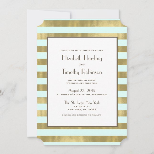 Invitación de casamiento de franjas de Relieve met (Anverso)