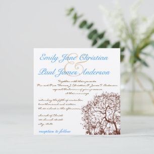 Invitación de casamiento de fuente azul brillante 