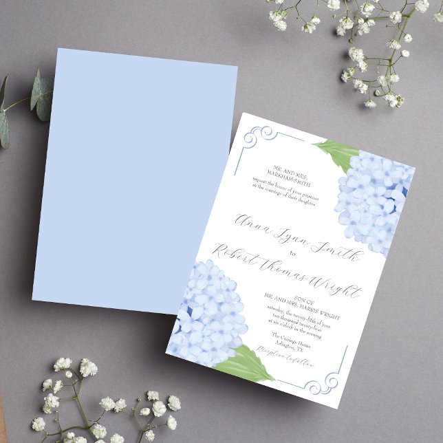 Invitación de casamiento de hidrangea azul (Subido por el creador)