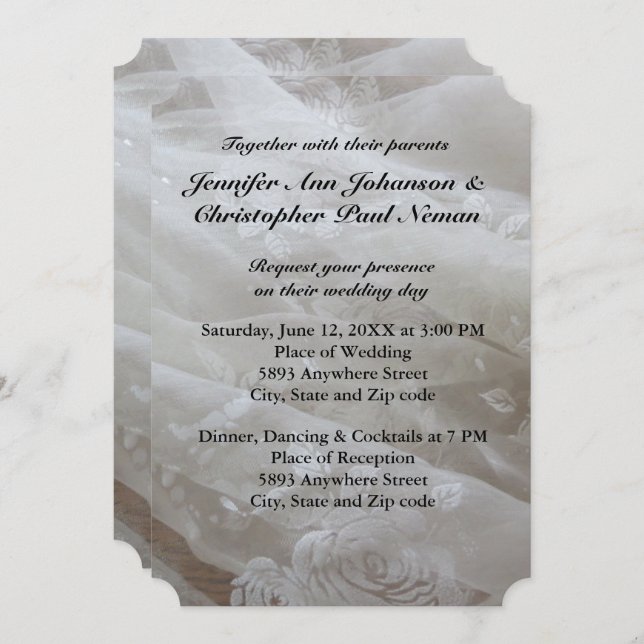 Invitación de casamiento de imagen de vestido de b (Anverso / Reverso)