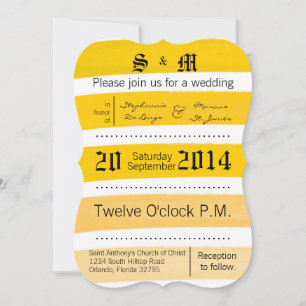 Invitación de casamiento de línea amarilla de tira