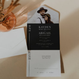 Invitación de casamiento de línea blanca y negra