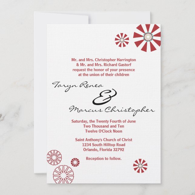 Invitación de casamiento de línea de flor de disco (Anverso)