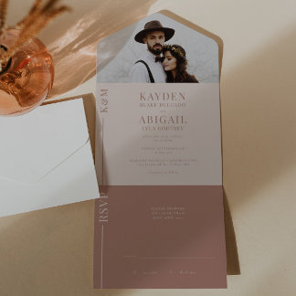 Invitación de casamiento de línea limpia rosa de R