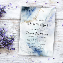 Invitación de casamiento de marble azul de lujo mo