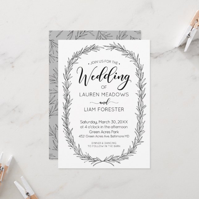 Invitación de casamiento de marco de bifurcación d (Anverso/Reverso In Situ)