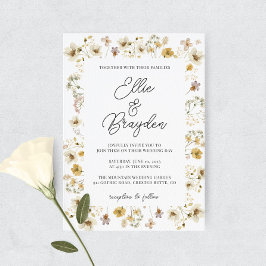 Invitación de casamiento de marco de flor silvestr